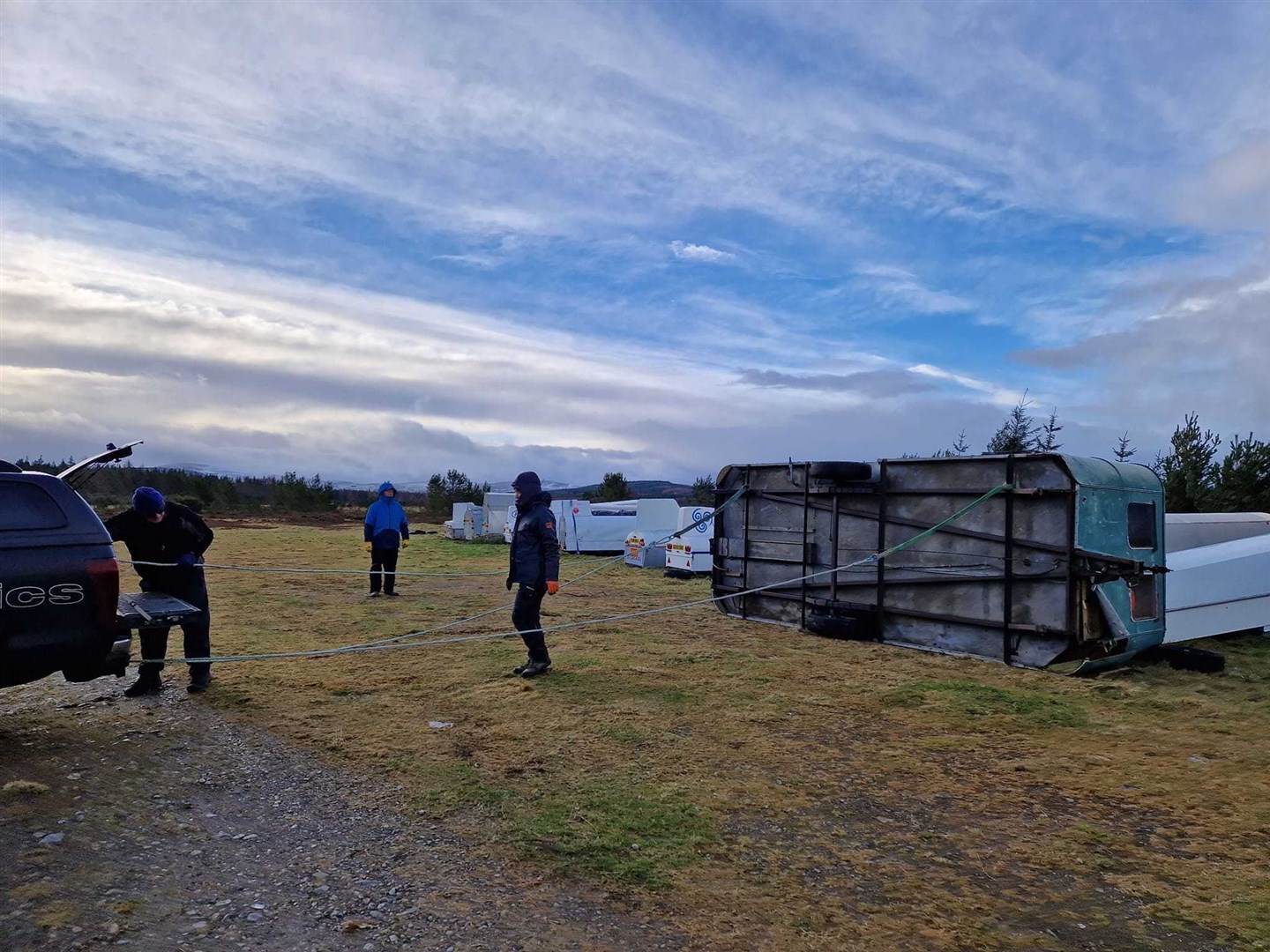 GROUND FORCE: Gliders prepare for the cleran up after Storm Gerrit's attack on the base