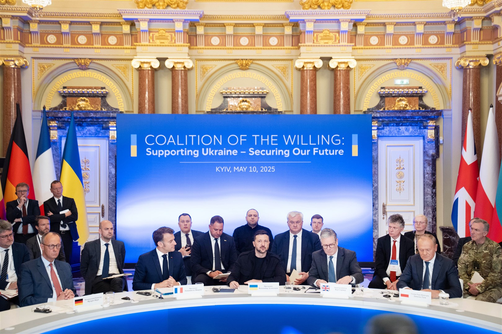 From left, German Chancellor Friedrich Merz, French President Emmanuel Macron, Ukrainian President Volodymyr Zelensky, Prime Minister Sir Keir Starmer and Poland’s Prime Minister Donald Tusk, in Kyiv (Stefan Rousseau/PA)