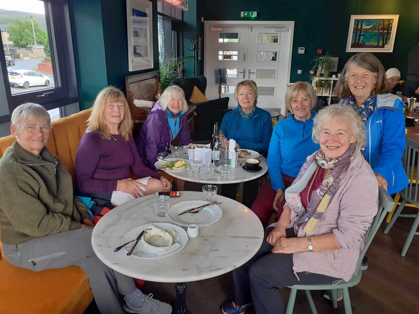 HOME AT LAST: On making it to Aviemore Trish was treated by her friends - some of whom had done the odd stint along the way - at Ryvoan Cafe.