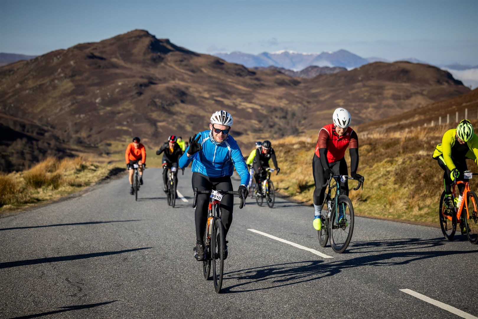 Participants in this year's Etape Loch Ness reach the top of the Suidhe climb.
