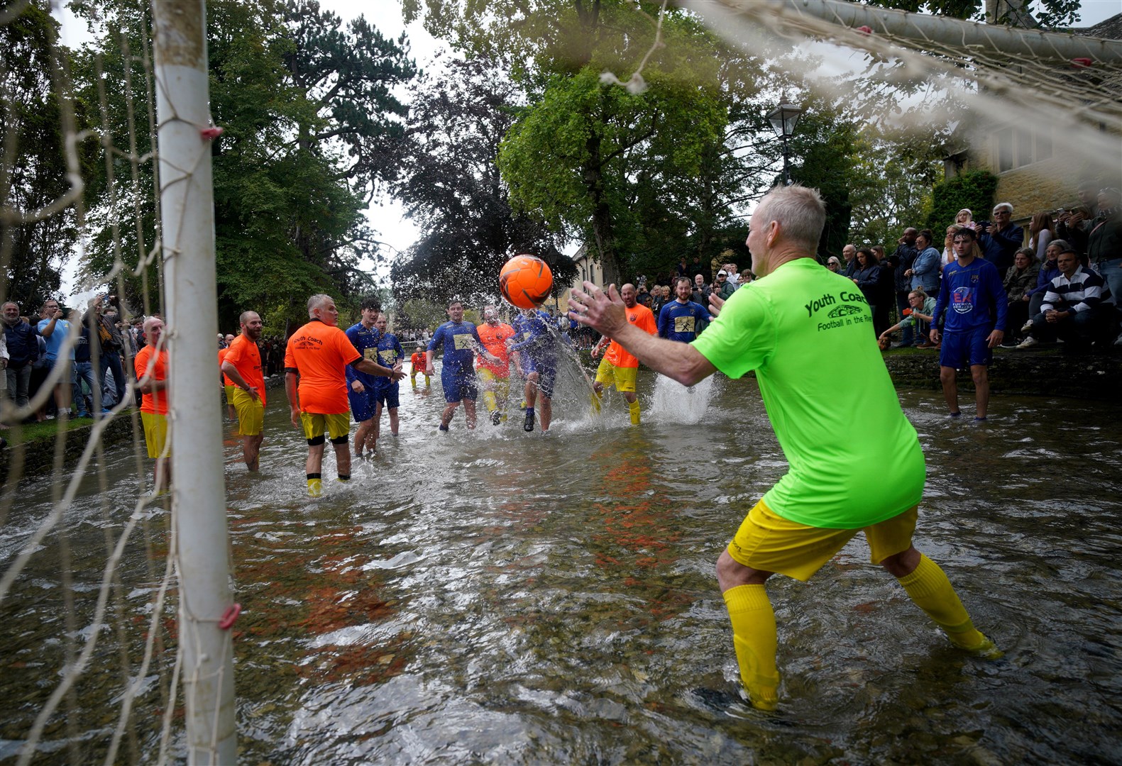 Footballers from Bourton Rovers battle it out (Ben Birchall/PA)