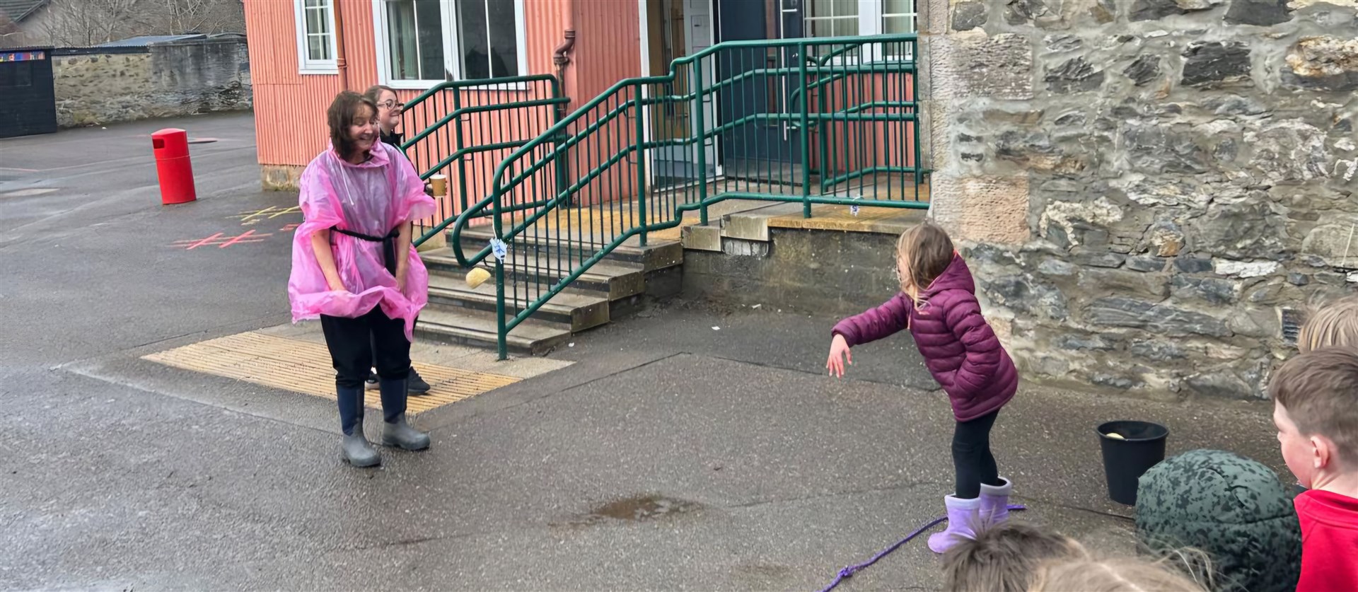 A sponge is well on its way to its target Head Teacher Isabel Forrest!
