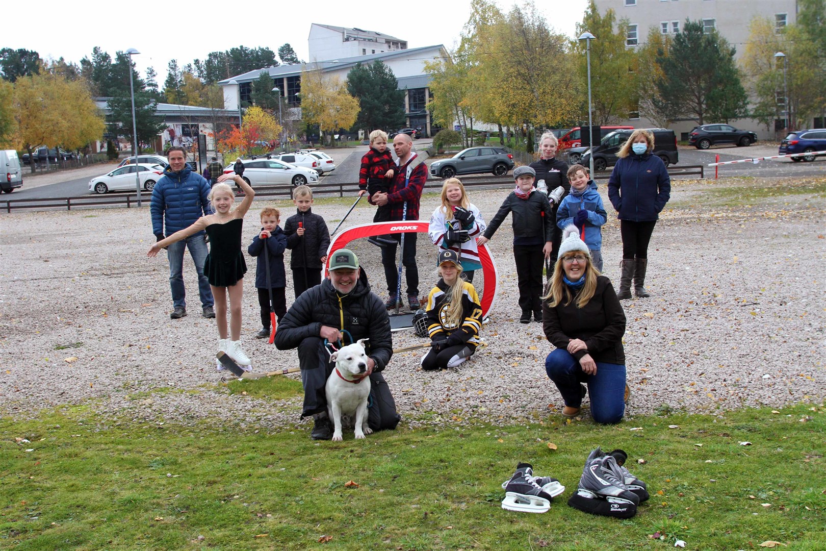 Some of the community project supporters at the site of the proposed ice rink at the Macdonald Aviemore Resort.