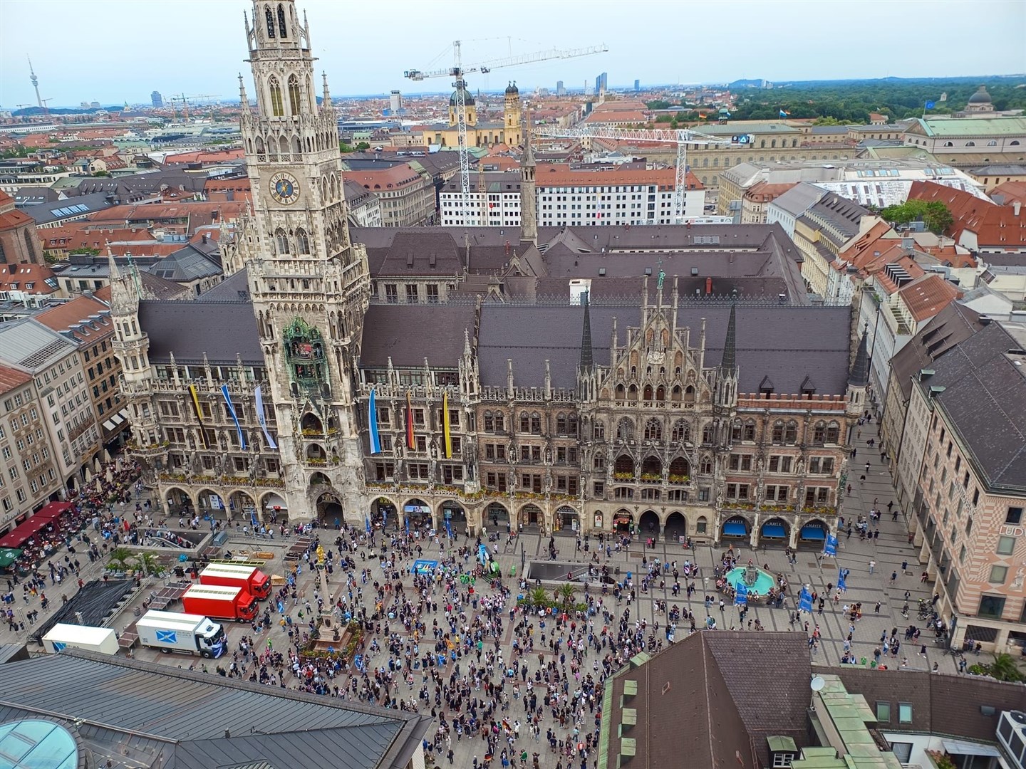 An aerial view of fans gathering in Munich ahead of the opening match.