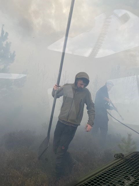 Battling the wildfire which broke out at Glenfeshie at the end of April.
