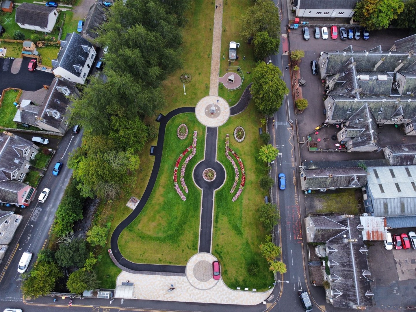 Gardens of remembrance: Kingussie's two war memorial side by side now in the Gynack Gardens of Kingussie