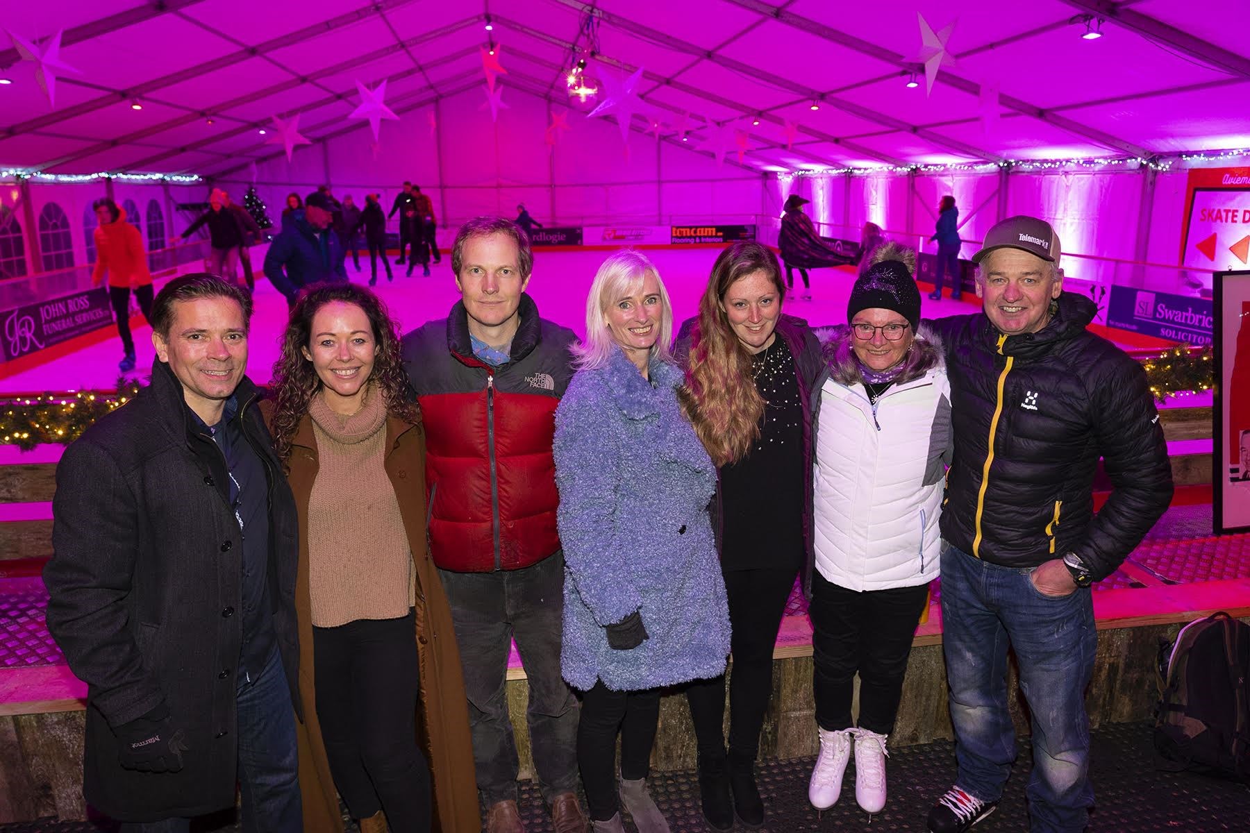 Movers and 'skaters'... some of the Aviemore and Glenmore Community Trust team who led the project to bring an ice rink back to the village after absence of two decades.