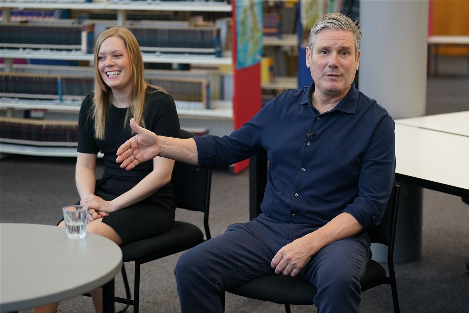 Sir Keir Starmer and Sarah Edwards during a visit to Landau Forte Academy in Tamworth (Jacob King/PA)