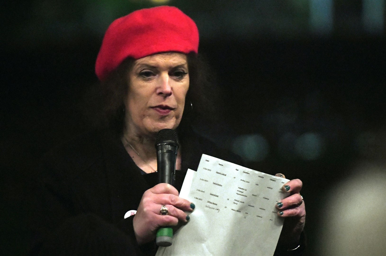 Highland Pride secretary Roz White reading out the names of the transgender people who were killed in the last year. Picture: James Mackenzie