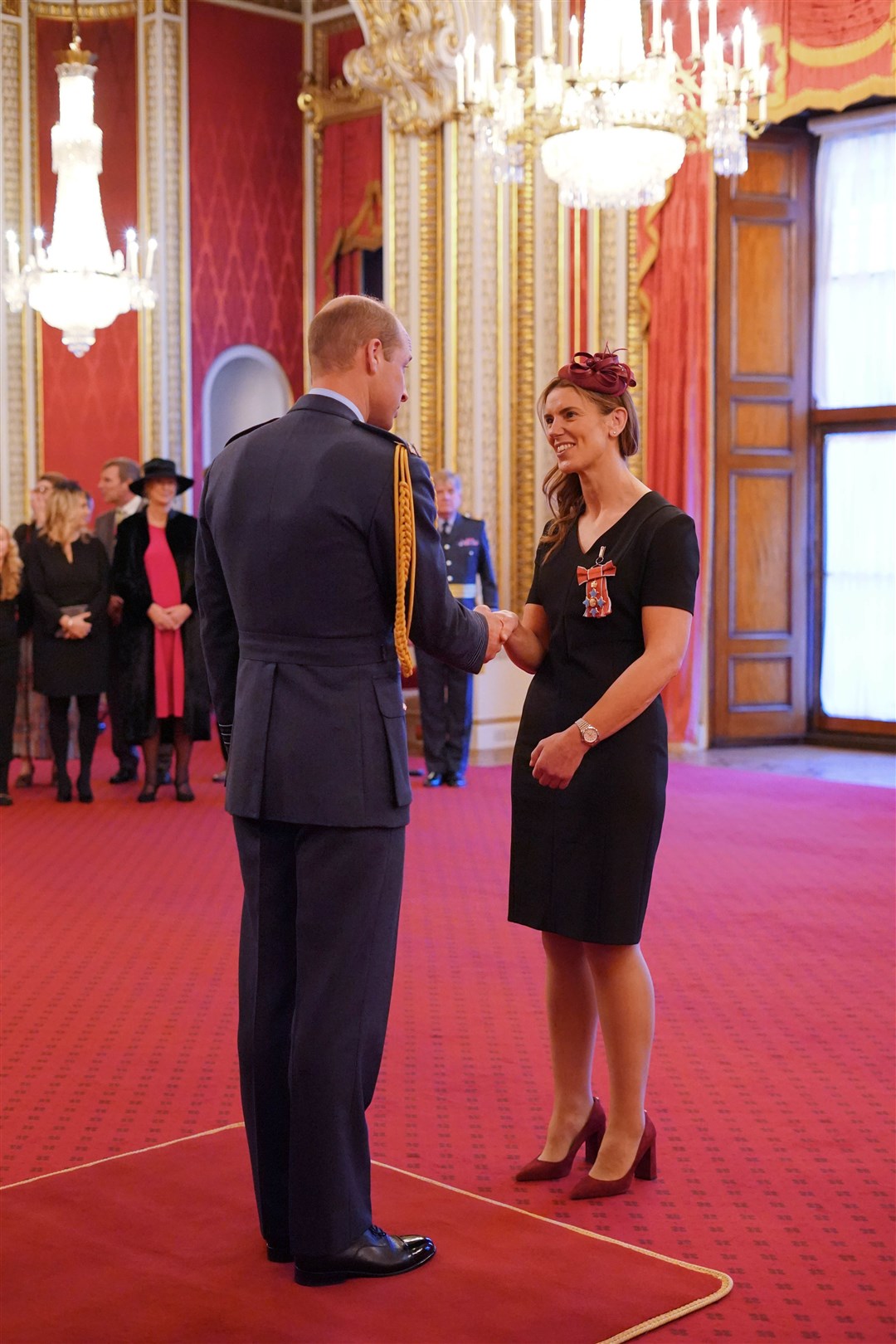 Sarah Hunter chats to William at Buckingham Palace (Jonathan Brady/PA)