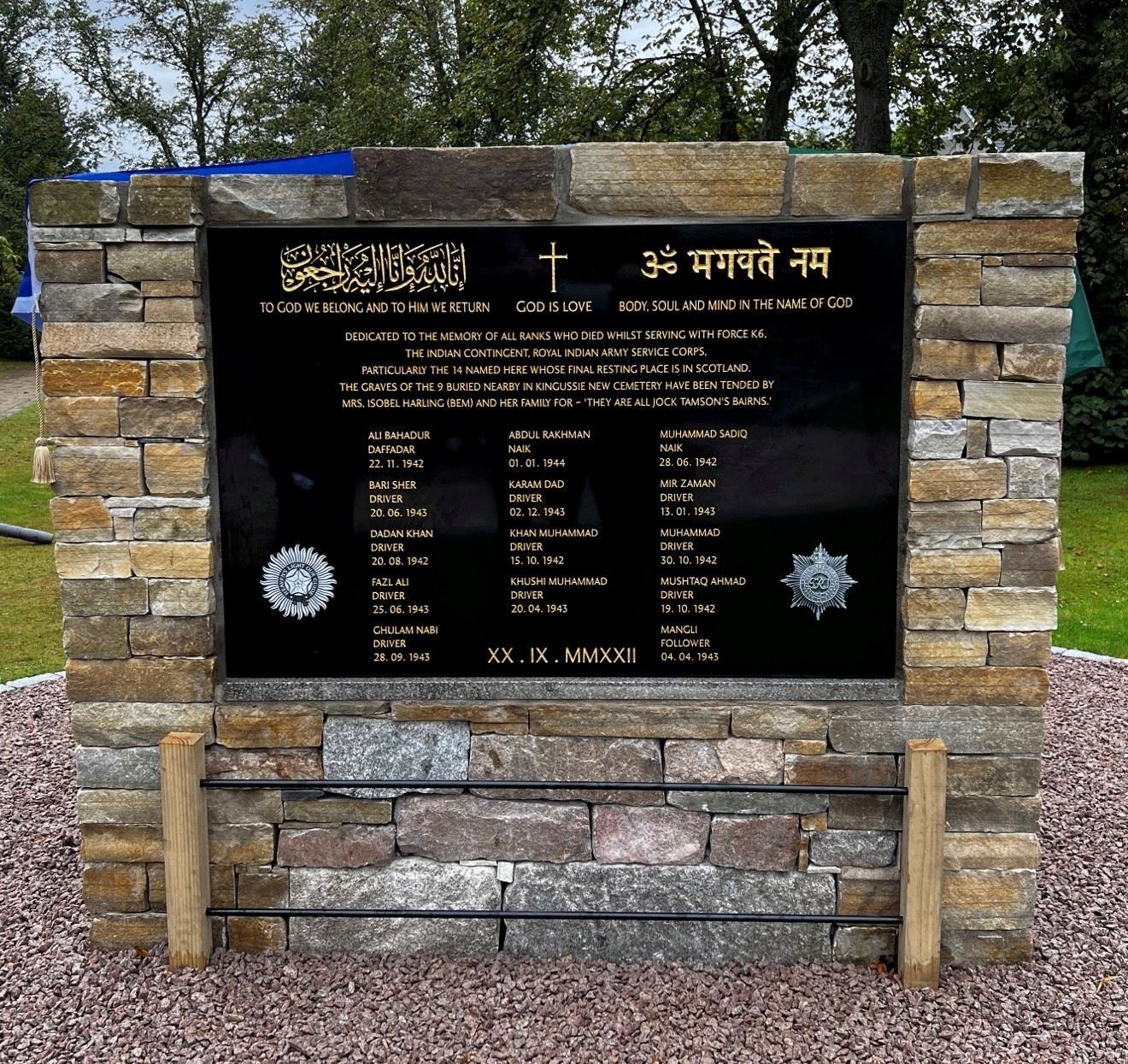 The Force K6 Indian soldiers war memorial in Kingussie's Gynack Gardens.