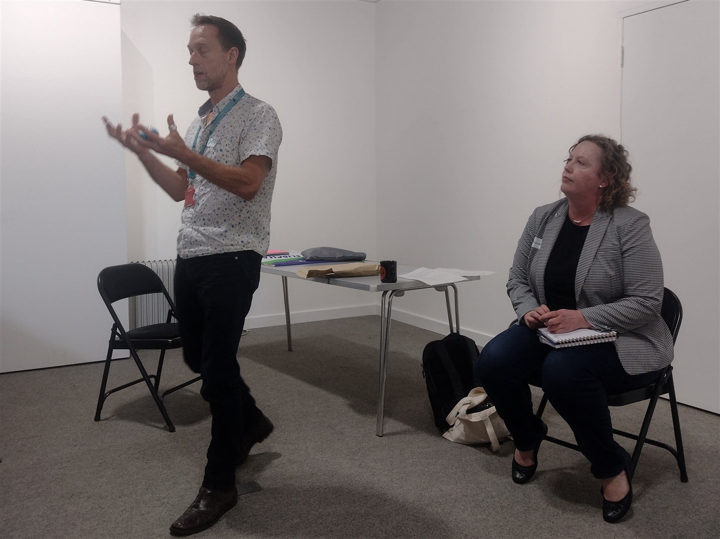 WELCOME: Dan Jenkins and Catherine Myles introduced themselves to this morning's meeting in Kingussie.