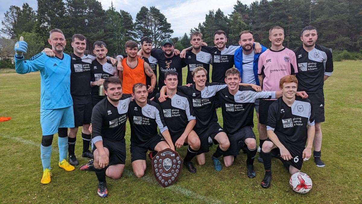 The Boat of Garten Ospreys celebrate their first local welfare title league win in 75 years.