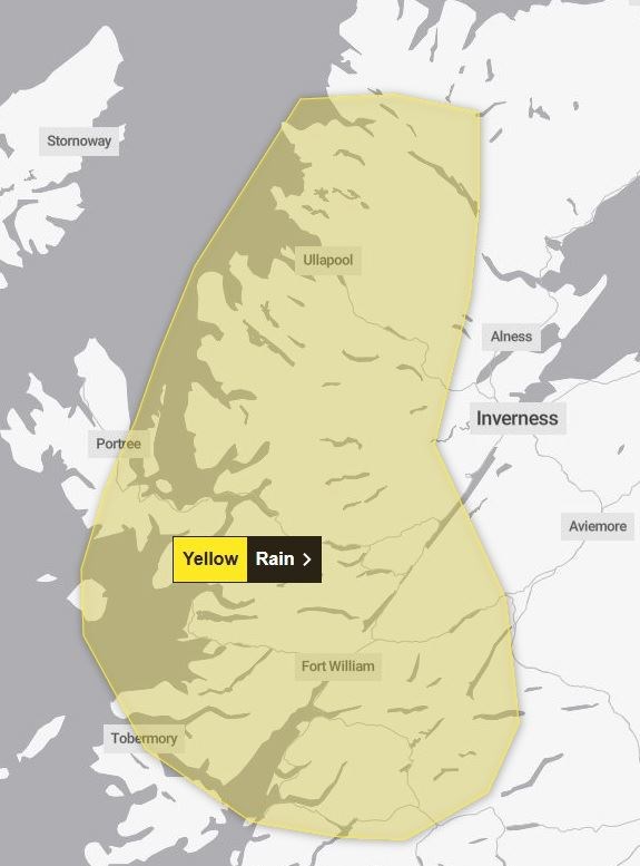 The area covered by the 42-hour long weather warning for heavy and persistent rain. Picture: Met Office.