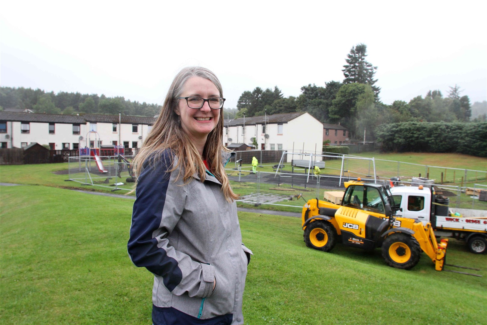 Project secretary Jane Candlish at Dulaig Park to see work progressing.