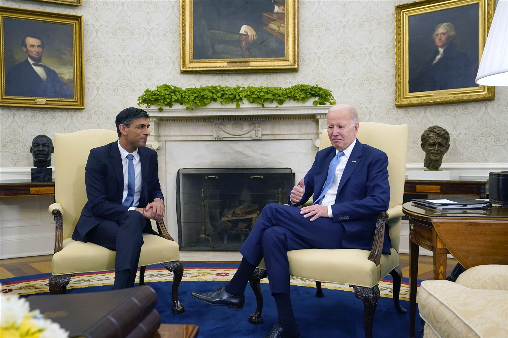 Prime Minister Rishi Sunak and US president Joe Biden met in the White House (Niall Carson/PA)