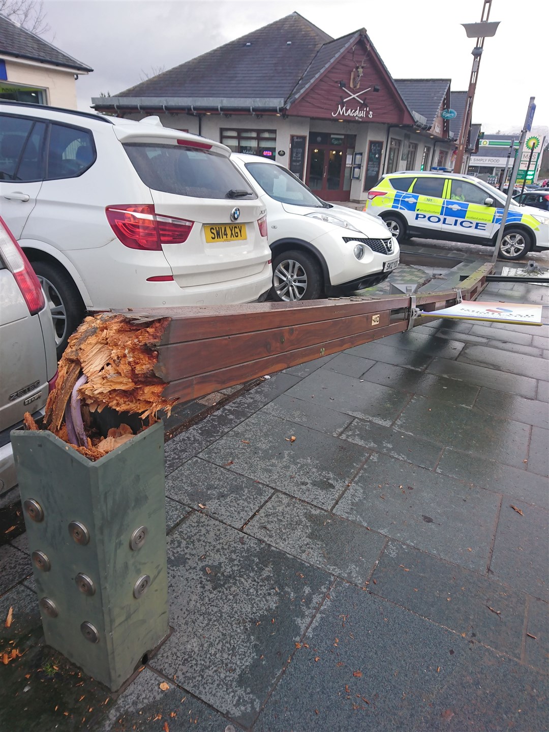 January 2019: first sign of trouble as a timber streetlamp crashes