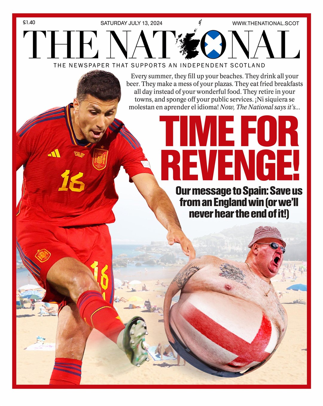 Today's front page of The National.