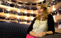 Amy McCann (18) prepares for the Dalai Lama's sellout talk at Eden Court Theatre.