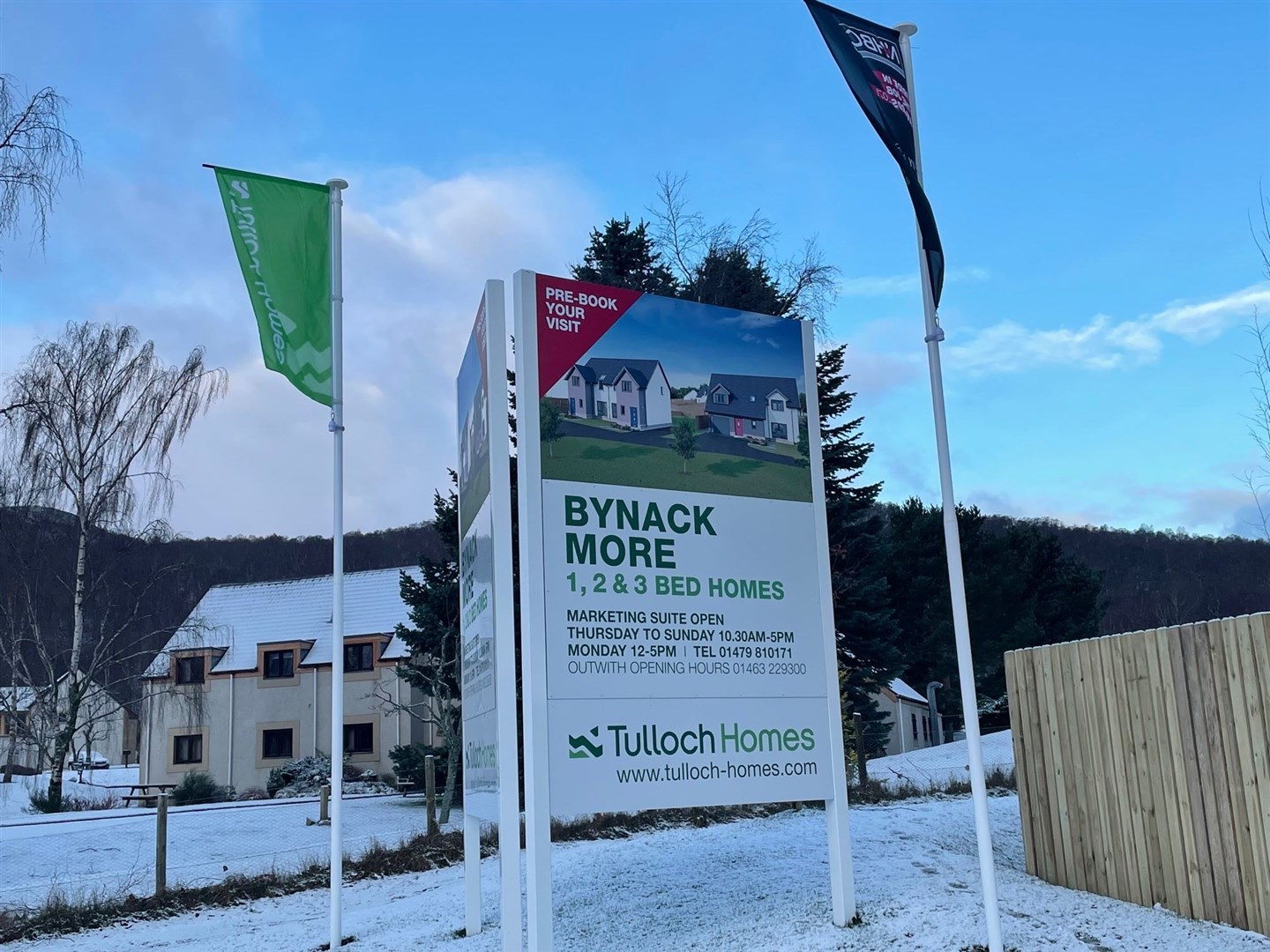 Advertising for the Bynack More private housing development currently taking shape near the centre of Aviemore.