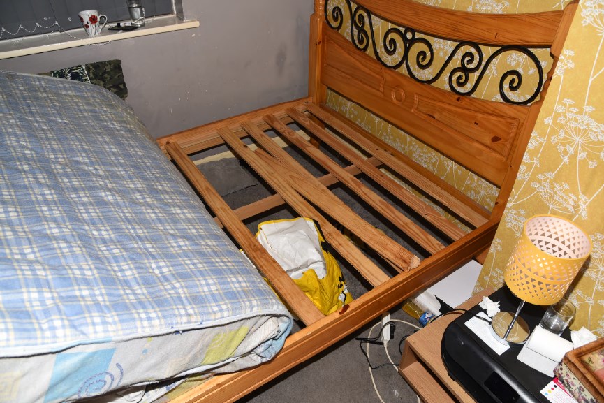 The loaded machine gun was found in an orange bag under Nicole Rhone’s bed (NCA/PA)