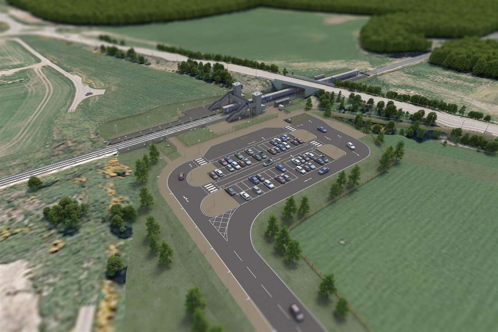 A visual impression of the new airport station.