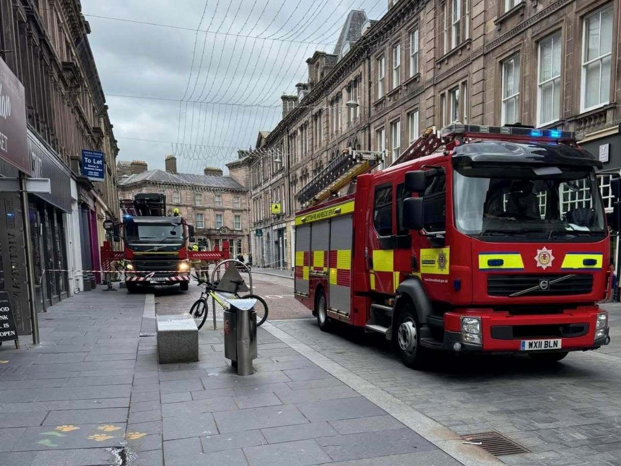 Firefighters led the response to the incident on Union Street, Inverness on Saturday. Picture: Duncan Macpherson