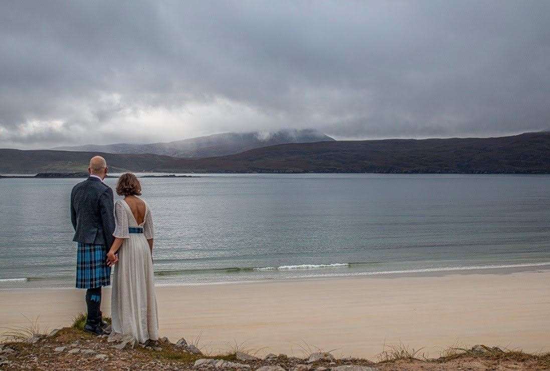 This civil ceremony at Balnakeil Bay in Durness was conducted by registrar Lesley Gray.