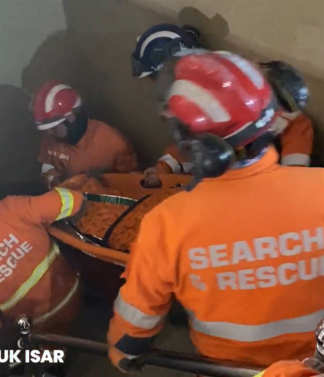 UK International Search and Rescue (UK-ISAR) rescuing people from a collapsed building in Hatay, Turkey, on Sunday (FCDO/PA)