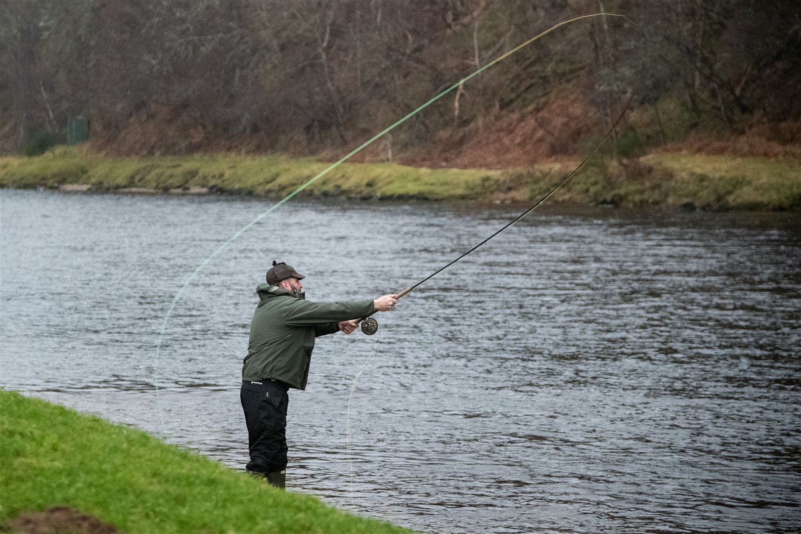 Fraser Dyer was one of the first to fish the river. Picture: Daniel Forsyth.
