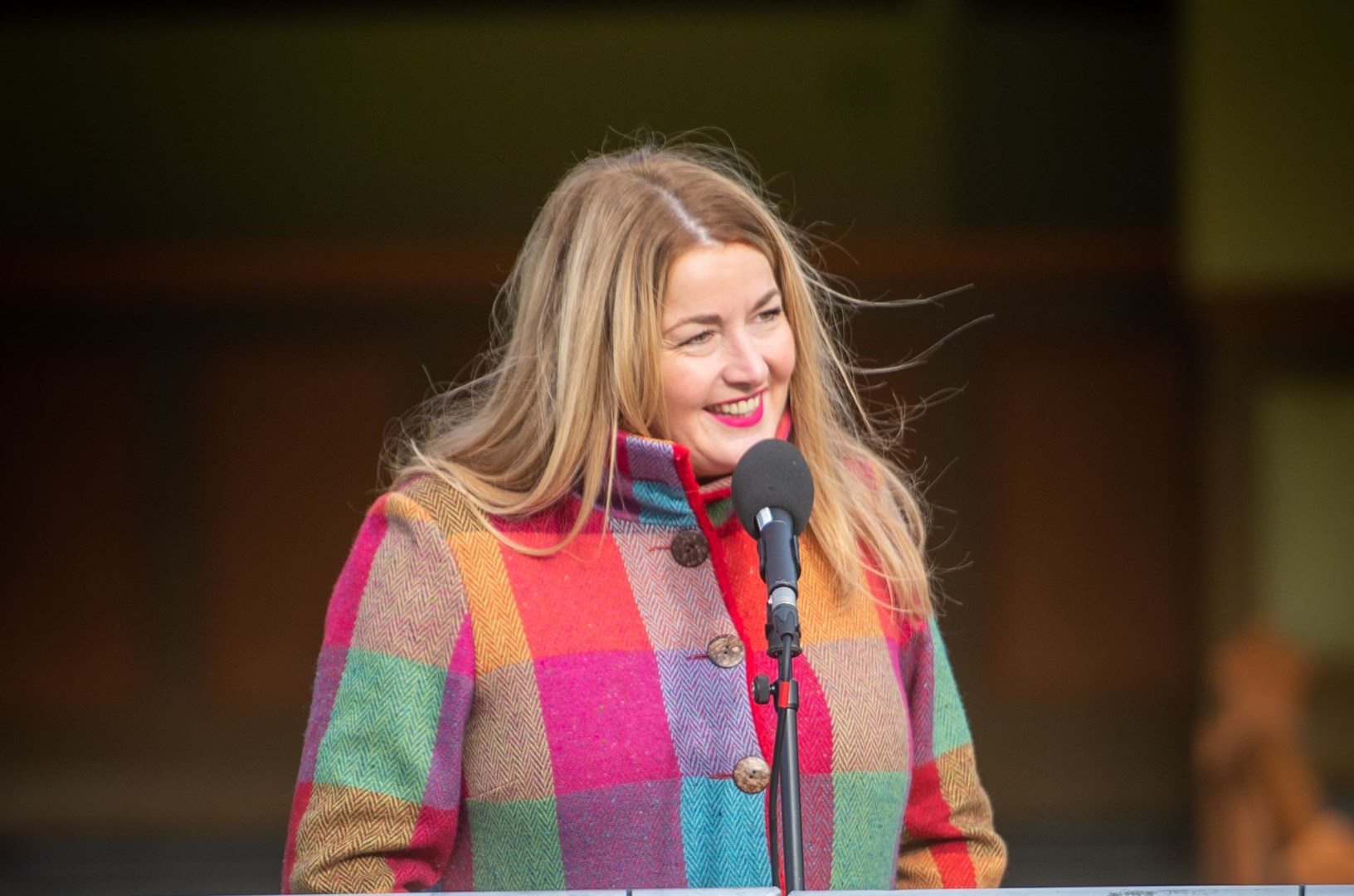 Conductor Kirsteen MacLennan (nee Menzies) at the Royal National Mod, Massed Choirs Event at The Northern Meeting Park.