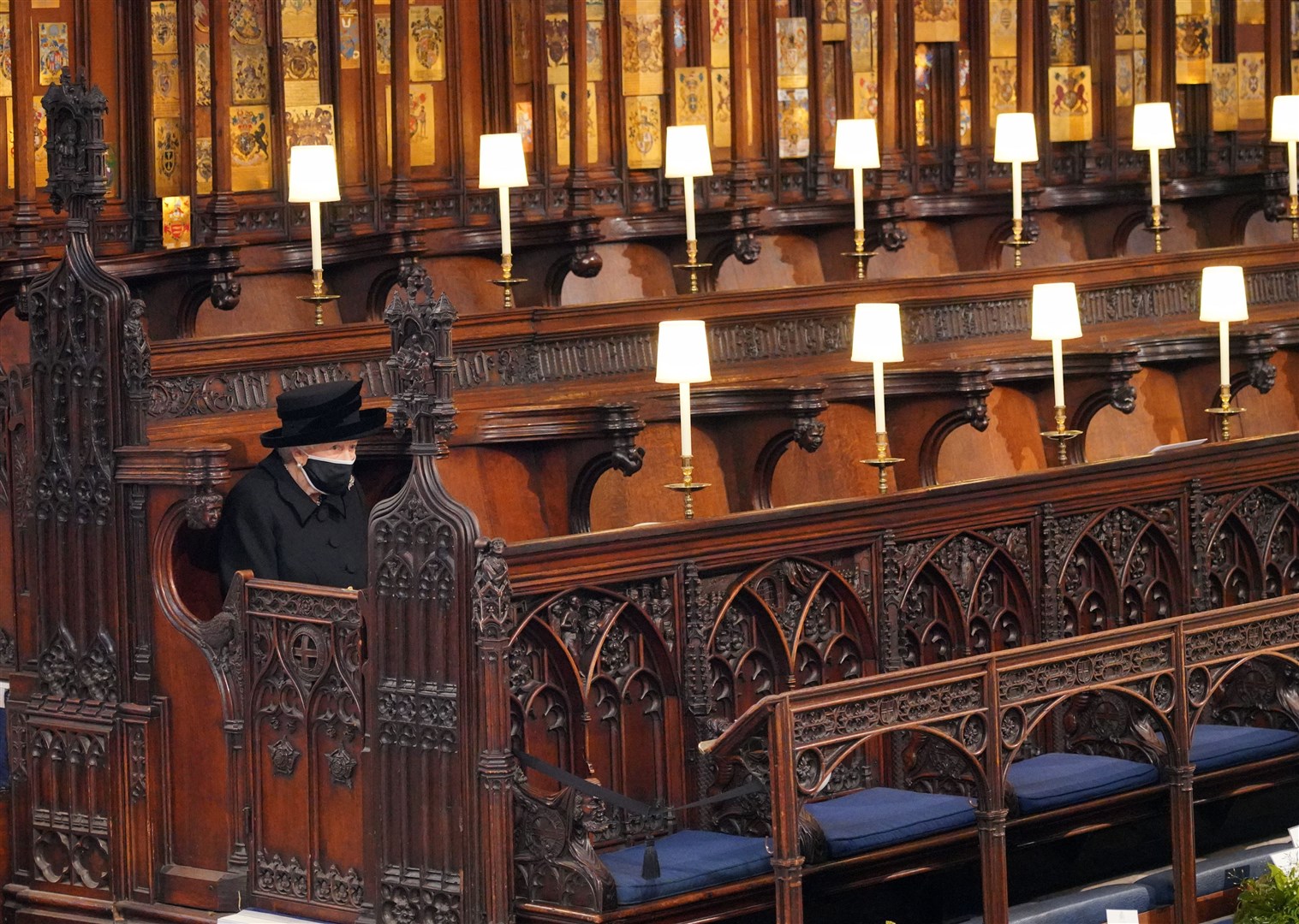 The Queen at Philip’s funeral (Jonathan Brady/PA)