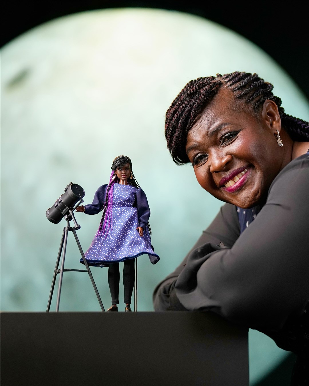 Dr Maggie Aderin-Pocock’s Barbie doll has its own telescope, a nod to her work with the James Webb Space Telescope (Mattel/PA)