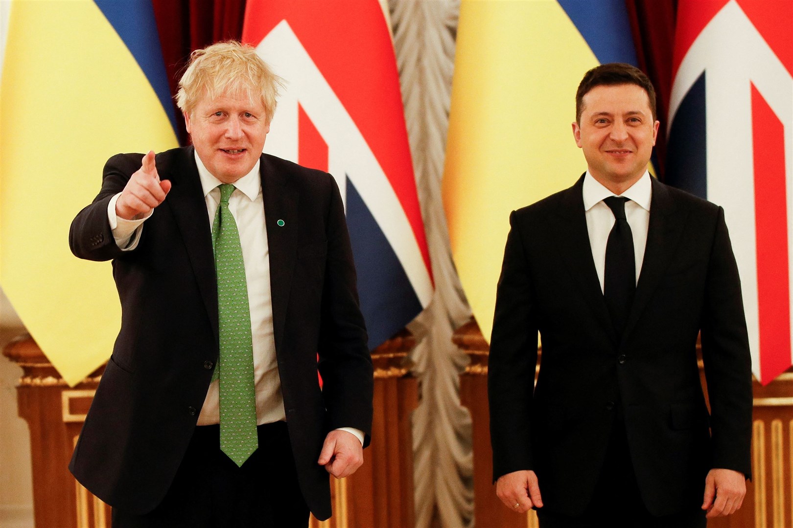Boris Johnson meeting Ukrainian president Volodymyr Zelensky in Kyiv earlier this month (Peter Nicholls/PA)