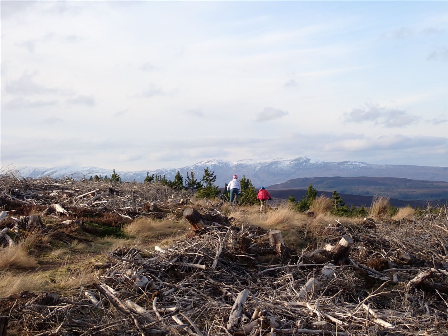 The girls lead the way up towards the viewpoint at Creag Ard.