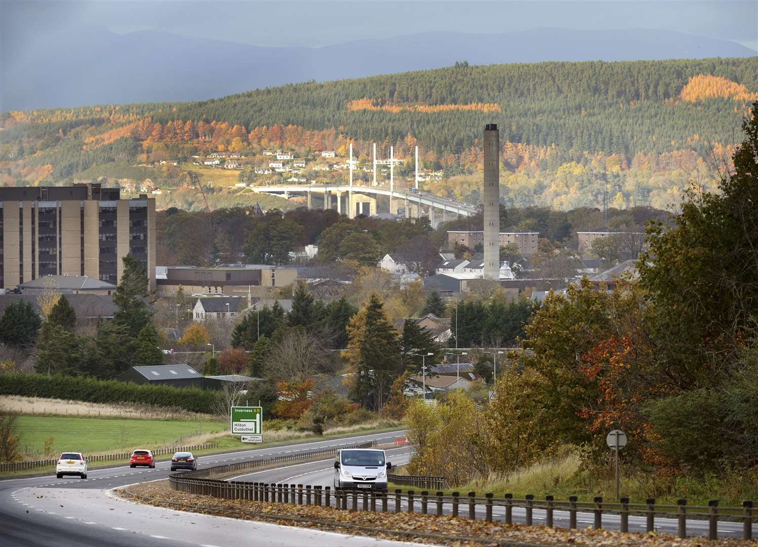 The A9 at Drumossie Braes towards Inverness near to the proposed development.