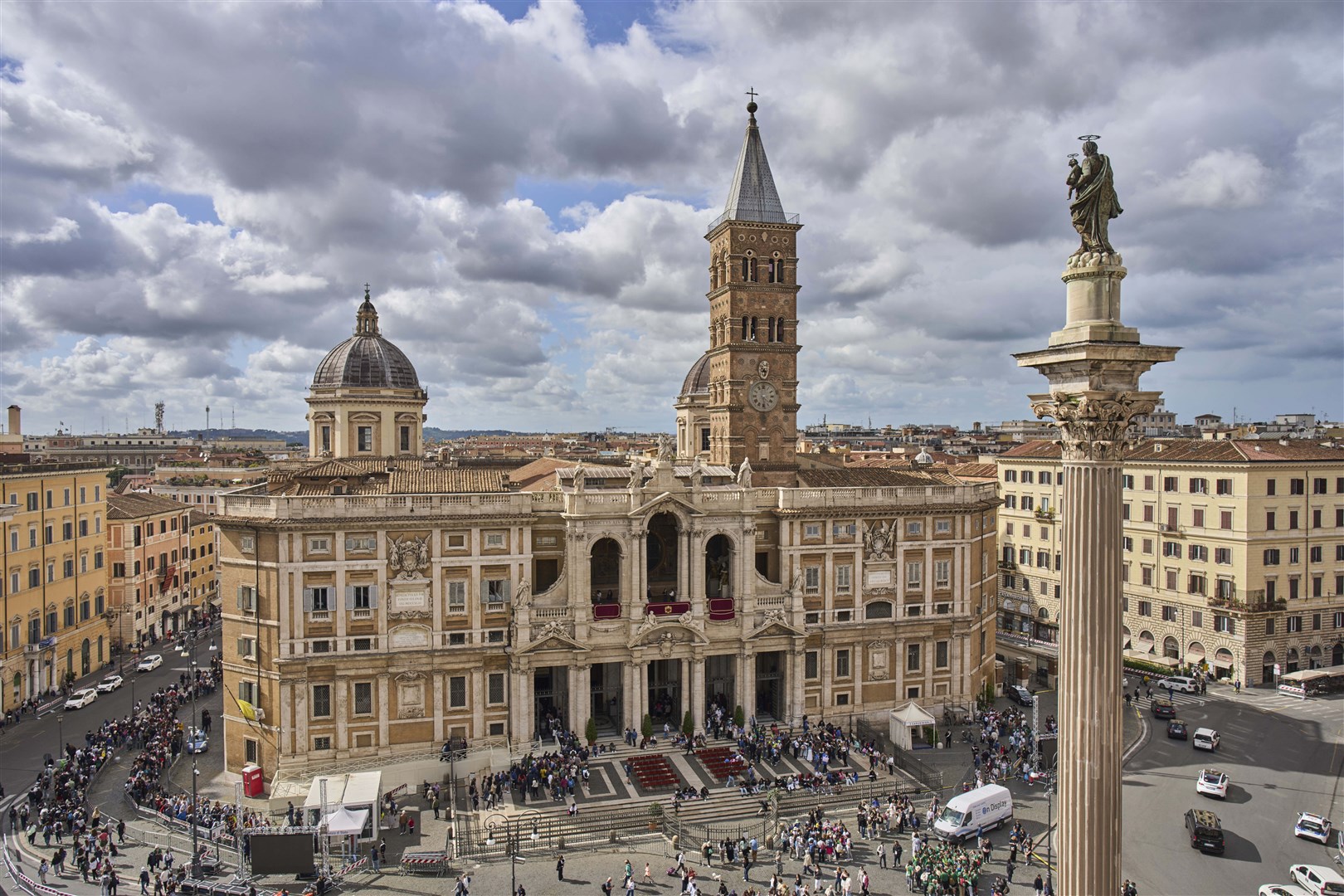 A view of the St Mary Major Basilica, where Pope Francis will be buried, in Rome (Bernat Armangue/AP)
