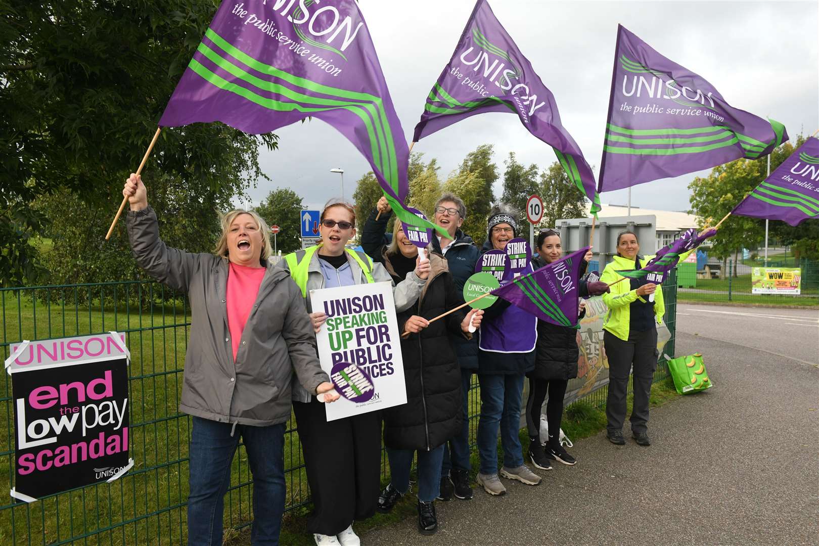 Unison members and school staff during earlier strike action. Picture: James Mackenzie.