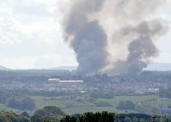 Smoke billowing from a blaze at Daviot Wood