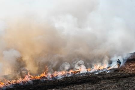 Head gamekeeper Hans McKenzie Wilson carries out muirburning (Photo: Steven Rennie Photography)