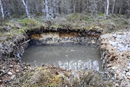 One of the pits, now filled in