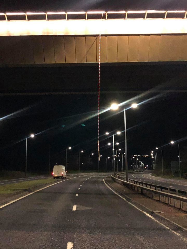 Wooden stake at Riagmore Interchange.