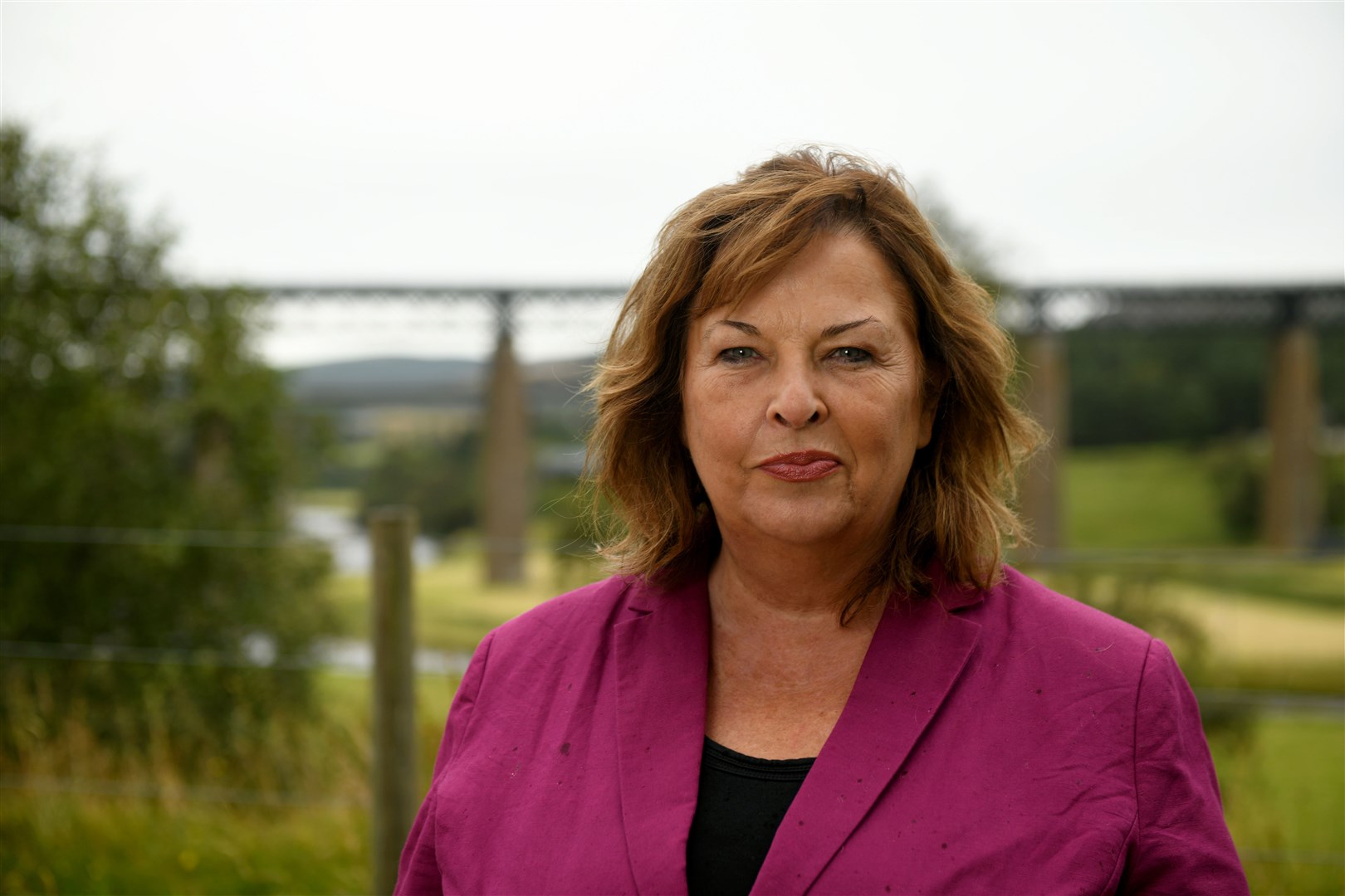 Transport Secretary Fiona Hyslop on a visit to the Tomatin-Moy section of the A9 dualling programme. Picture: James Mackenzie