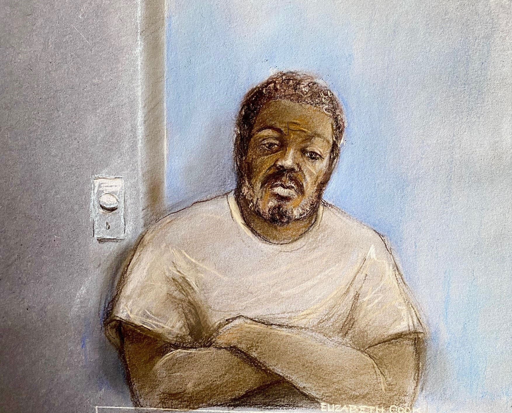 Court artist sketch of Jazwell Brown at Luton Crown Court, where he admitted all six charges against him (Elizabeth Cook/PA)