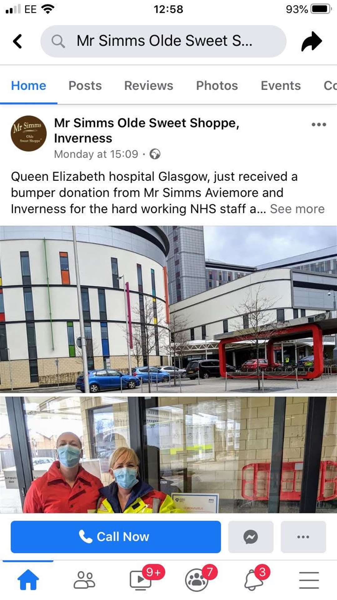 The donation from Mr Simms Olde Sweet Shoppe to staff and patients on the children's ward at the Queen Elizabeth Hospital in Glasgow.