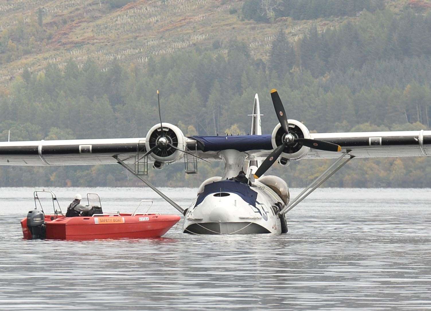 Sea plane lifted out of water at Temple Pier Loch Ness...Picture: Gary Anthony..