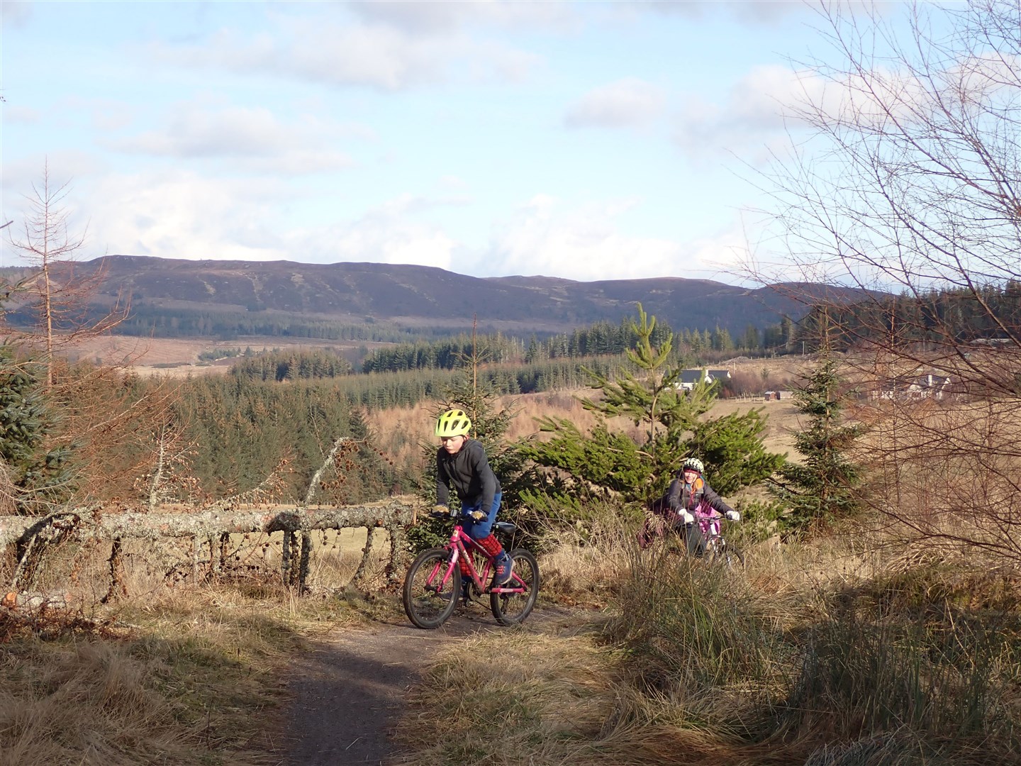 Climbing on the singletrack trail.