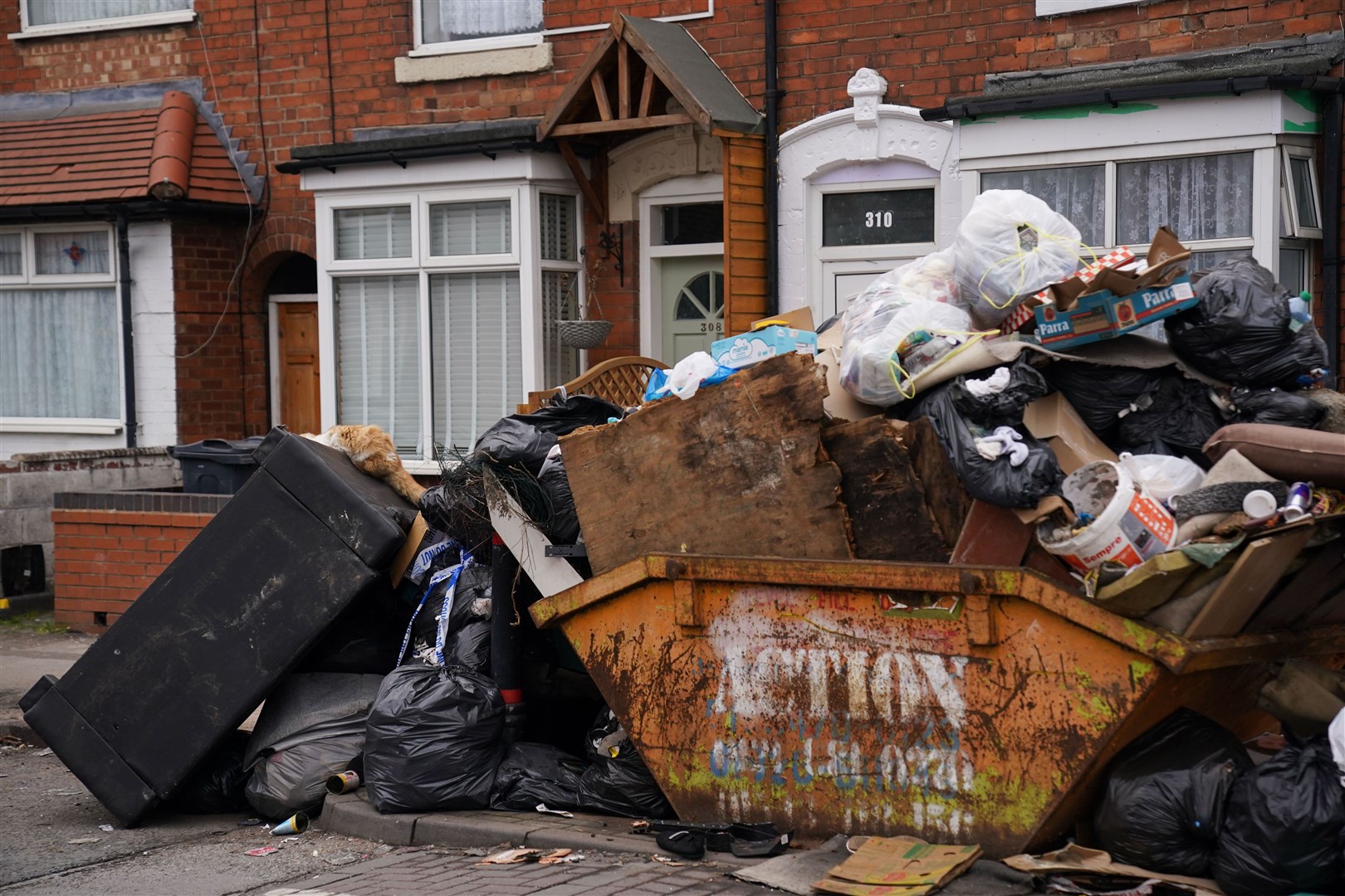Uncollected refuse bags in the Sparkhill area of Birmingham, in March (Jacob King/PA)