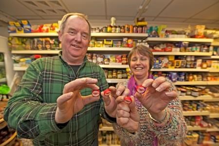 David Woolsey and wife Beth show off the 'Gaelic' sweeties