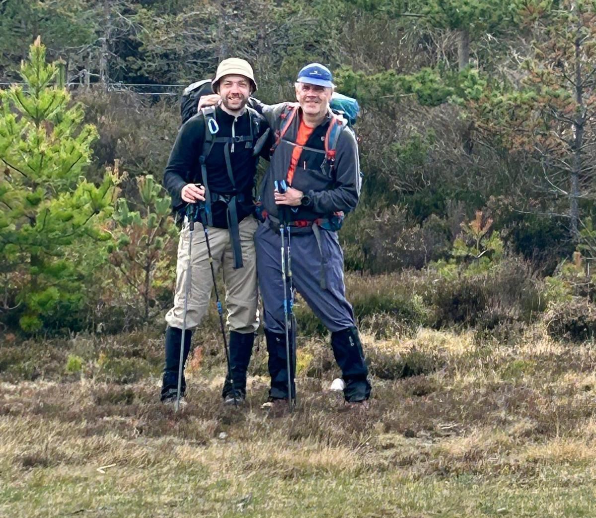 FAMILY LINE: Dad and son beside the A9..